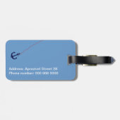 personalisierter marineblauer Anker Gepäckanhänger (Rückseite horizontal)