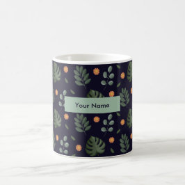 Personalisierter marineblauer botanischer Blumen-M Kaffeetasse