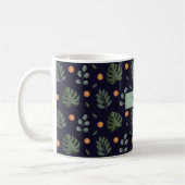 Personalisierter marineblauer botanischer Blumen-M Kaffeetasse (Links)