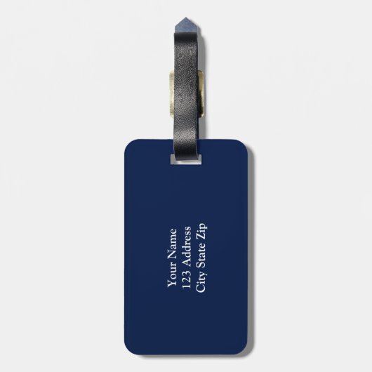 Personalisierter marineblauer Gepäckanhänger | Ele (Rückseite vertikal)