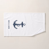 Personalisierter mariner Anker in Navyblau Handtuch (Handtuch)