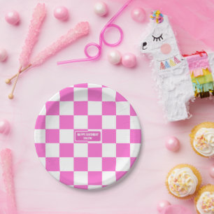 Personalisierter Markierter Neon-Rosa-Highlighter Pappteller