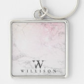 Personalisierter Marmor mit Rose Glitzer Schlüsselanhänger (Vorne)