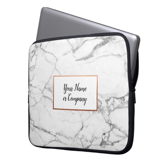 Personalisierter Marmor & Rose Gold iMac Notebook- Laptopschutzhülle (Vorderseite Links)