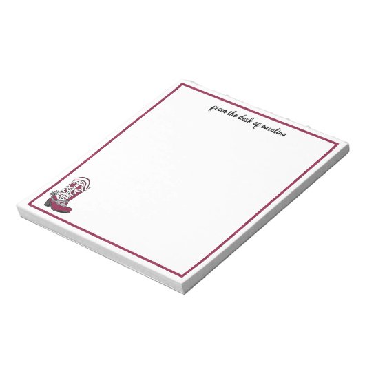 Personalisierter Maroon Heart Gemustert Boot Notizblock (Rotiert)