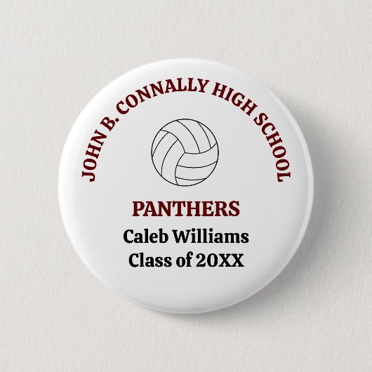 Personalisierter Maroon High School Volleyballspie Button (Vorderseite)