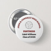 Personalisierter Maroon High School Volleyballspie Button (Vorne & Hinten)