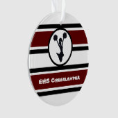 Personalisierter Maroon und Black Cheerleader Orna Ornament (Vorderseite)