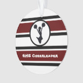Personalisierter Maroon und Black Cheerleader Orna Ornament (Vorderseite)