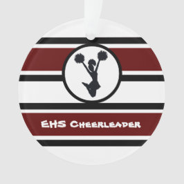 Personalisierter Maroon und Black Cheerleader Orna Ornament