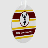 Personalisierter Maroon und Gold Cheerleader Ornam Ornament (Vorderseite)