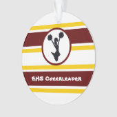 Personalisierter Maroon und Gold Cheerleader Ornam Ornament (Vorderseite)