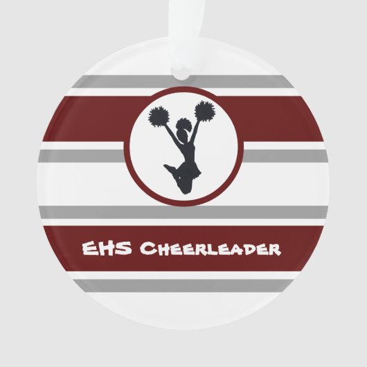 Personalisierter Maroon und Gray Cheerleader Ornam Ornament (Vorderseite)