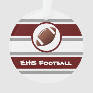 Personalisierter Maroon und Silberfußballverzieru Ornament