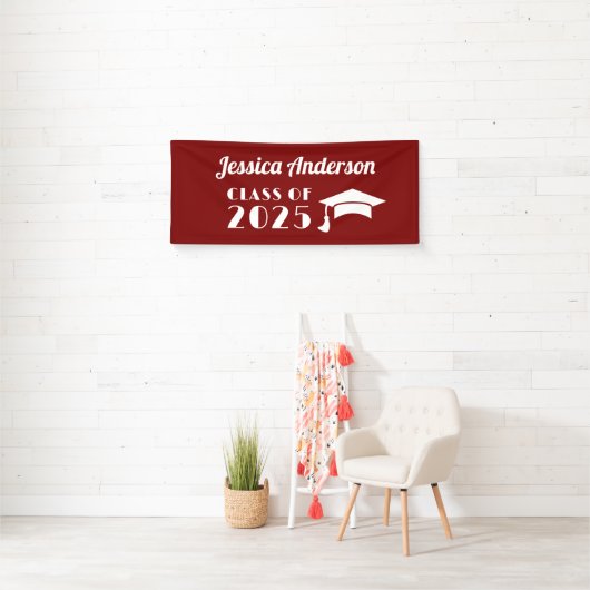 Personalisierter Maroon und weißer Abschluss Banner (Insitu)