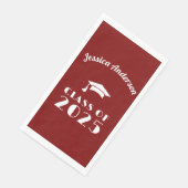 Personalisierter Maroon und weißer Abschluss Serviette (Ecke)
