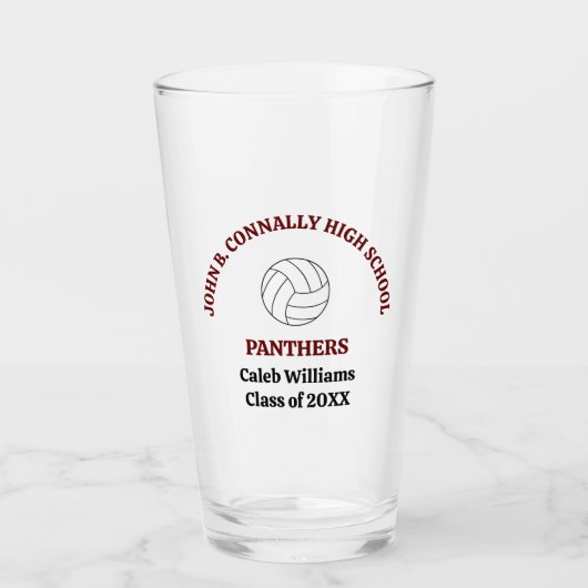 Personalisierter Maroon-Volleyballspieler Team Glas (Vorderseite)