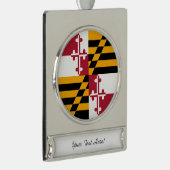 Personalisierter Maryland-Staats-Flaggen-Entwurf Banner-Ornament Silber (Rechts)