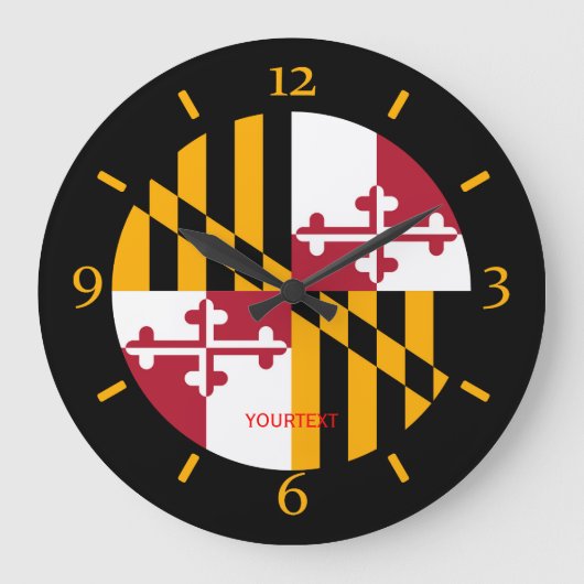 Personalisierter Maryland-Staats-Flaggen-Entwurf Große Wanduhr (Vorderseite)