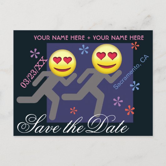 Personalisierter März zur Ehe Save the Date Ankündigungspostkarte (Vorderseite)