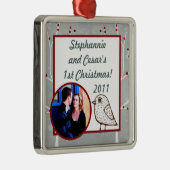 Personalisierter, maßgeschneiderter Weißbaum Silbernes Ornament (Rechts)