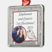 Personalisierter, maßgeschneiderter Weißbaum Silbernes Ornament (Links)