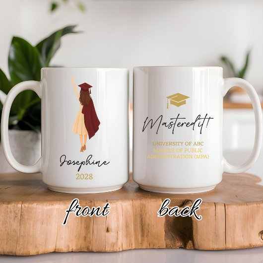 Personalisierter Master-Abschluss-Becher als Gesch Kaffeetasse