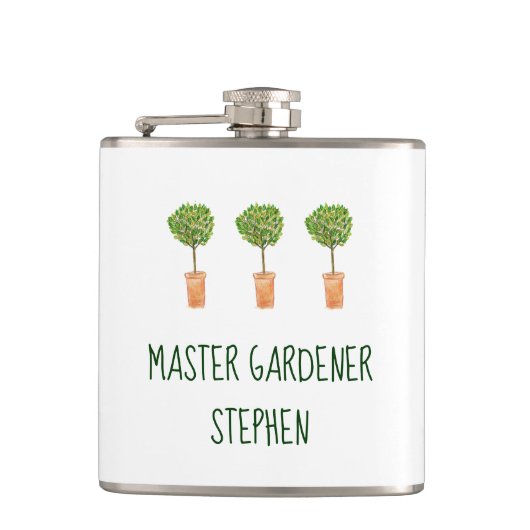Personalisierter Master Gardener | Gartenarbeit Flachmann (Vorderseite)