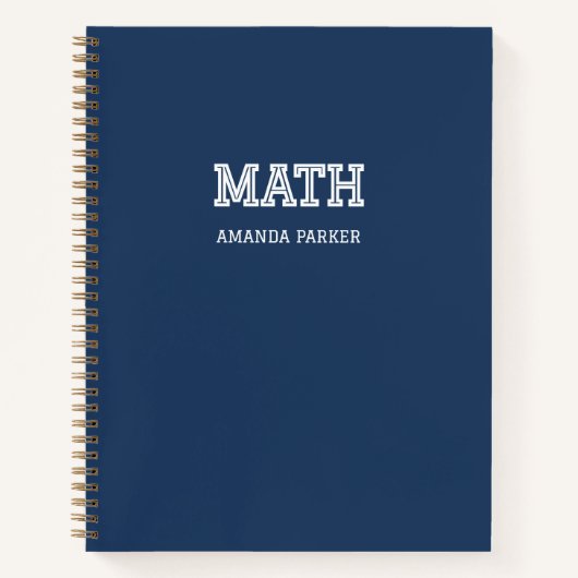 Personalisierter Mathe Grath Schulkalender Navybla Notizblock (Vorderseite)