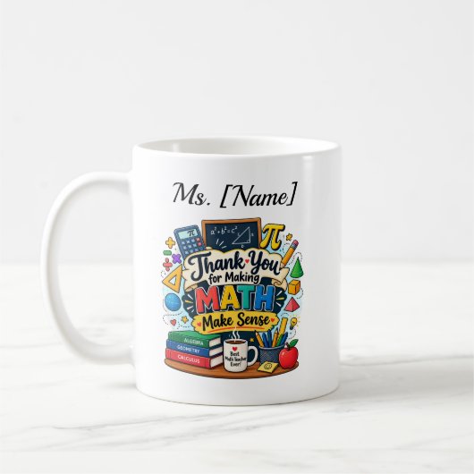 Personalisierter Mathematik-Lehrer-Kaffeebecher | Kaffeetasse (Links)