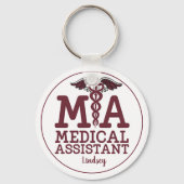Personalisierter medizinischer Assistent Burgundy  Schlüsselanhänger (Vorderseite)