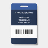 Personalisierter medizinischer Mitarbeiter Blue Fo Ausweis (Back)