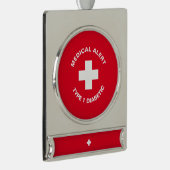 Personalisierter medizinischer Warnhinweis Diabeti Banner-Ornament Silber (Rechts)