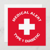 Personalisierter medizinischer Warnhinweis Diabeti Dankeskarte (Vorne/Hinten)