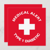 Personalisierter medizinischer Warnhinweis Diabeti Einladung (Vorne/Hinten)