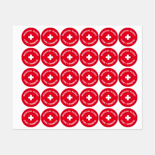 Personalisierter medizinischer Warnhinweis Diabeti Etiketten (Blatt)