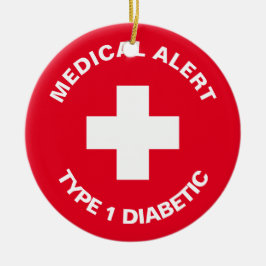 Personalisierter medizinischer Warnhinweis Diabeti Keramik Ornament