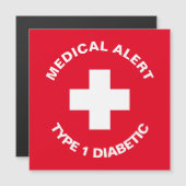 Personalisierter medizinischer Warnhinweis Diabeti Magneteinladung (Vorne/Hinten)