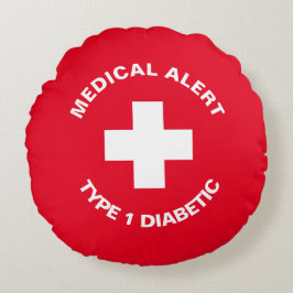 Personalisierter medizinischer Warnhinweis Diabeti Rundes Kissen