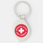 Personalisierter medizinischer Warnhinweis Diabeti Schlüsselanhänger (Vorderseite)