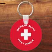 Personalisierter medizinischer Warnhinweis Diabeti Schlüsselanhänger (Vorderseite)