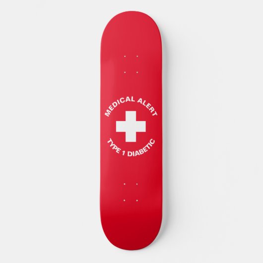 Personalisierter medizinischer Warnhinweis Diabeti Skateboard (Vorderseite)