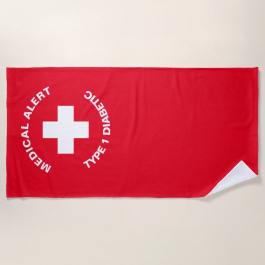 Personalisierter medizinischer Warnhinweis Diabeti Strandtuch (Vorderseite)