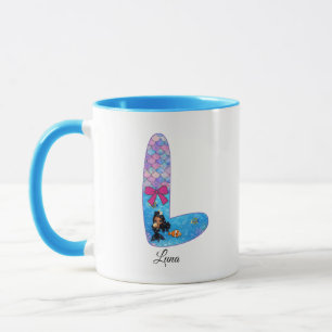 Personalisierter Meerjungfrau-Alphabet-Buchstabe L Tasse