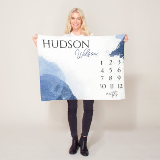 Personalisierter Meilenstein Blanket Baby Boy Blan Fleecedecke
