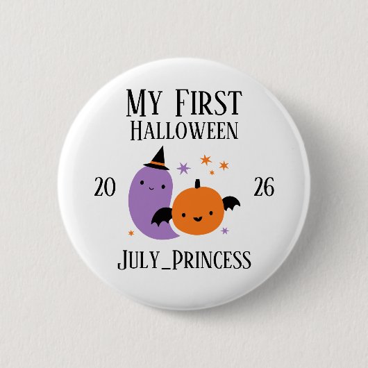Personalisierter mein erster Halloween-Schmuck Button (Vorderseite)