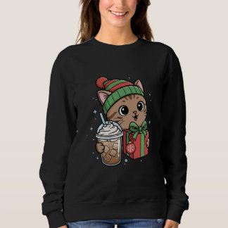 Personalisierter Meowy Weihnachtskatzen-Eiskaffee- Sweatshirt