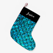 Personalisierter Mermaid Scale-Strumpf Kleiner Weihnachtsstrumpf (Vorderansicht (hängend))