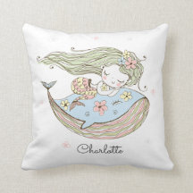 Personalisierter Mermaid Whale Name Throw Kissen