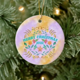 PERSONALISIERTER MERRY CHRISTMAS 20XX KERAMIK ORNAMENT